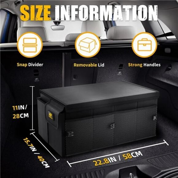 Collapsible Car Trunk Organizer with Lid 65L Storage for SUV Truck Van Non Slip - Picture 2 of 7